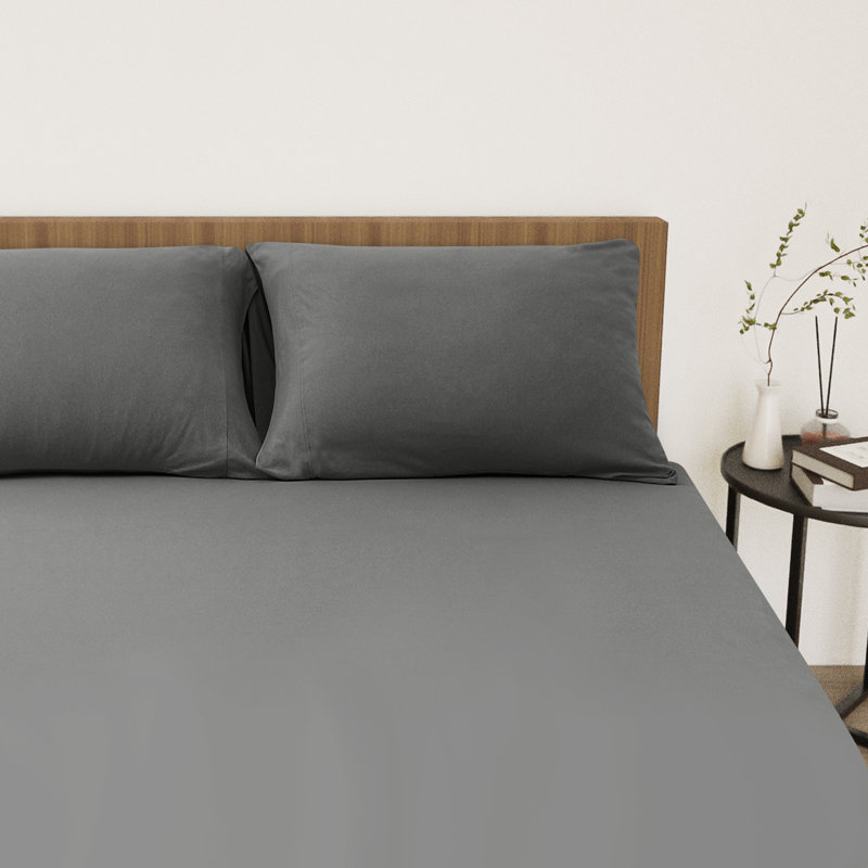 Ensemble de draps en jersey ultra doux, Gris foncé, Très grand lit