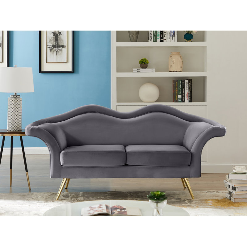 Causeuse en velours Fareedah, Velours gris