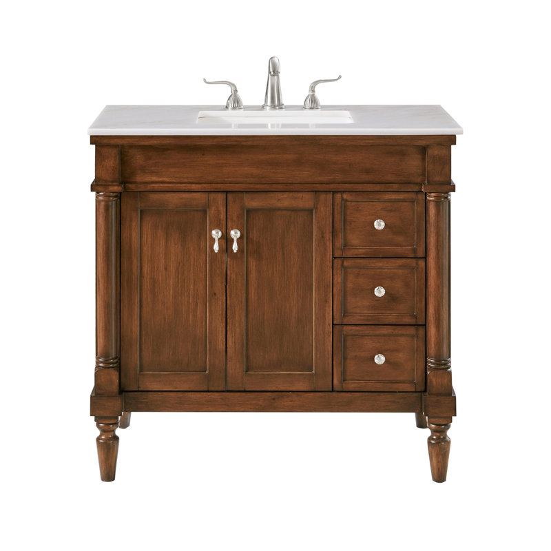 Lexington 36'' Single Bathroom Vanity with Top, Walnut, Antique Bronze