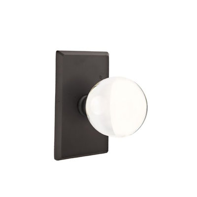 Emtek Privacy Knobset w/ Sandcast #3 Rosette and Bristol Glass Knob