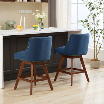 Counter Height Swivel Barstools, 26'' H Seat Height Upholstered Bar Stools Set Of 2