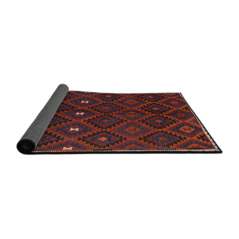 Tapis de zone orange/noir contemporaine Newfane, Rond 3 pi