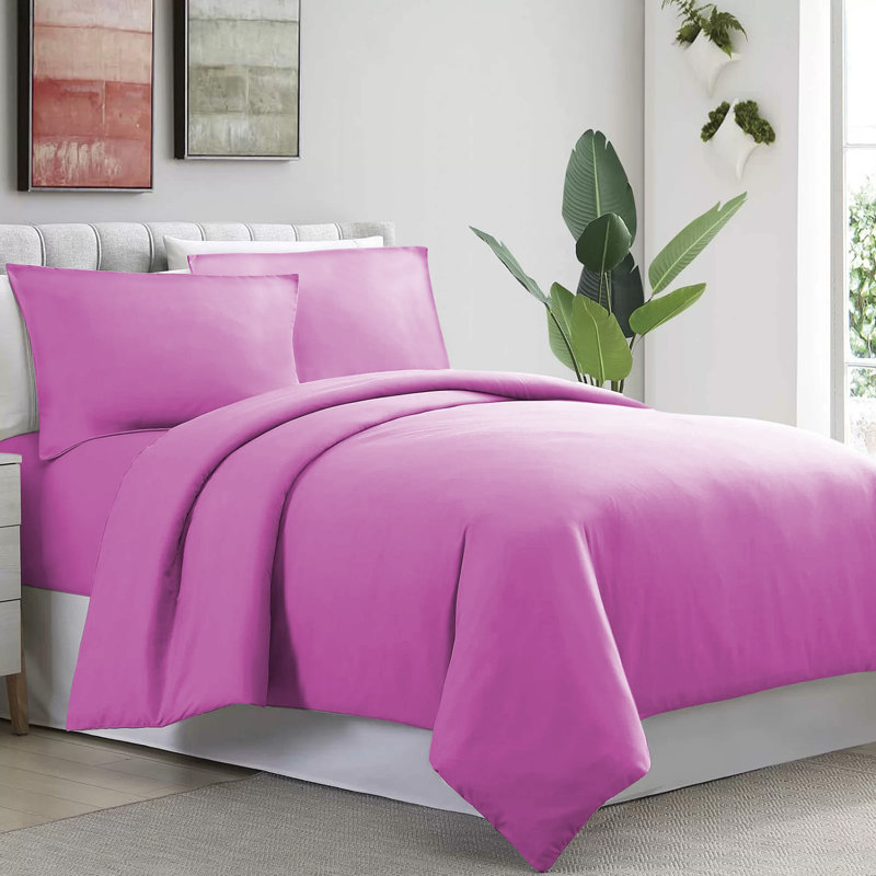 Humiston Microfibre 200 TC Duvet Cover Set, King Duvet Cover + 2 Standard Pillowcases, Purple