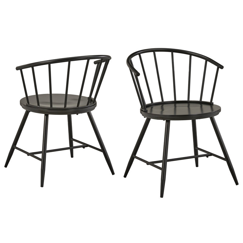 Kennamer Slope Low Back Windsor Metal Side Chairs (Set Of 2), Black