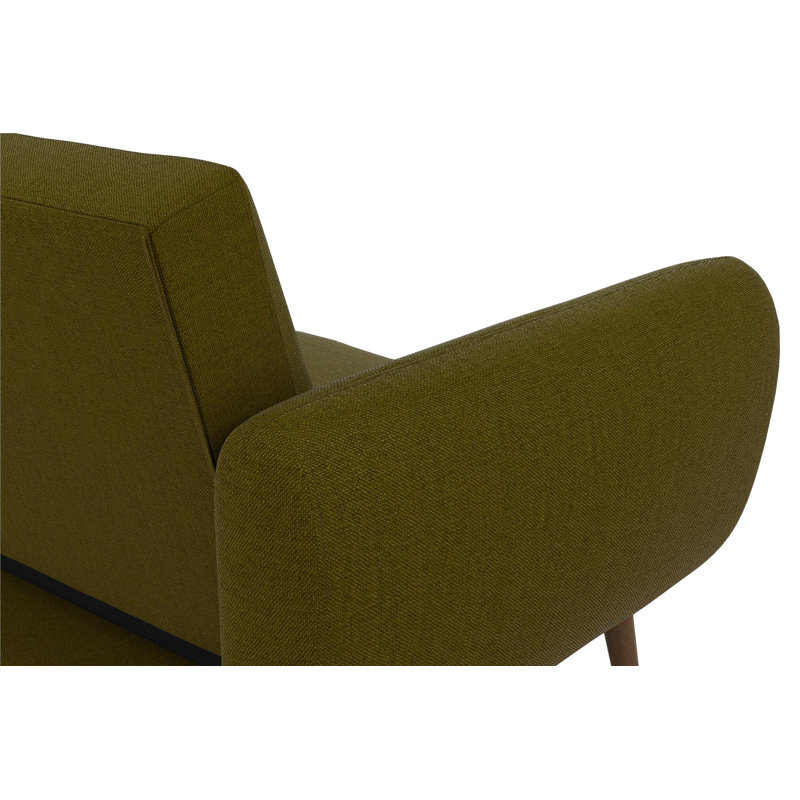 Novogratz Brittany 81.5" Round Arm Futon Chair, Green Linen