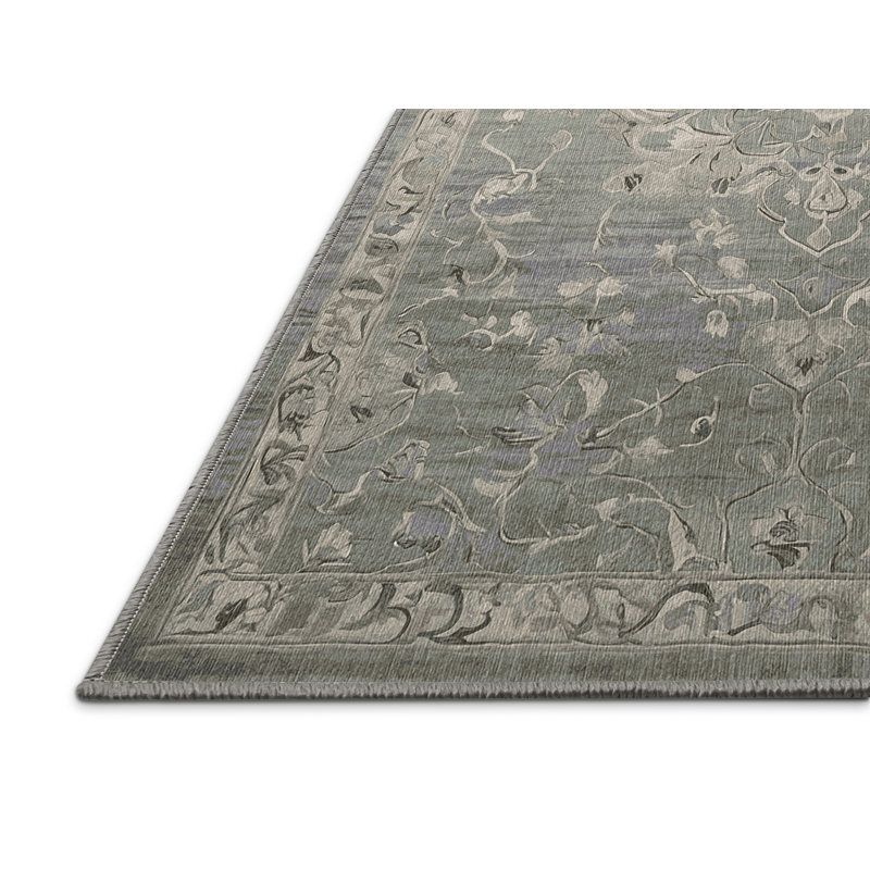 Tapis gris lavable à la machine, Carré 5 pi