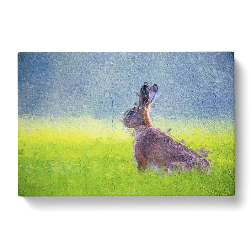 Lone Hare - Wrapped Canvas Painting, 50cm H x 76cm W x 3cm D