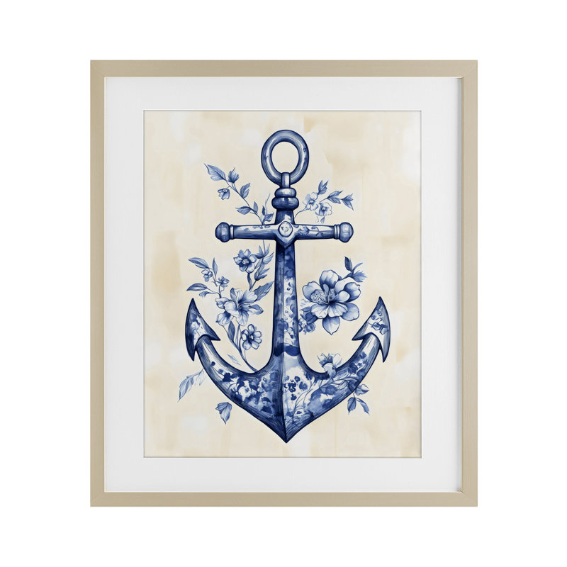 «Blue Floral Life», reproduction sous verre encadrée par Arlington Prints, Cadre de récolte en pin, H 21 po x l 17 po
