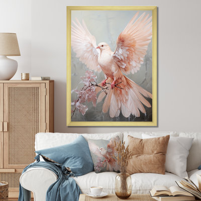 Pink Dove Winged Messenger - Dove Framed Canvas Print