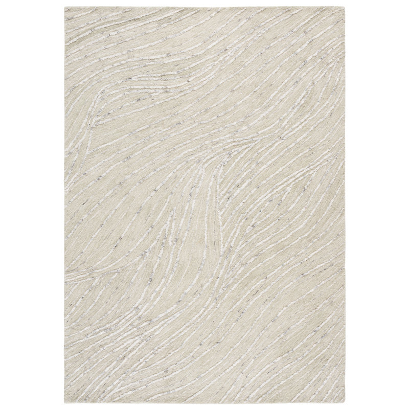 Récolte 805% touffetée à la main 80% laine; Tapis abstrait 20% coton, Rectangle 9 pi x 12 pi