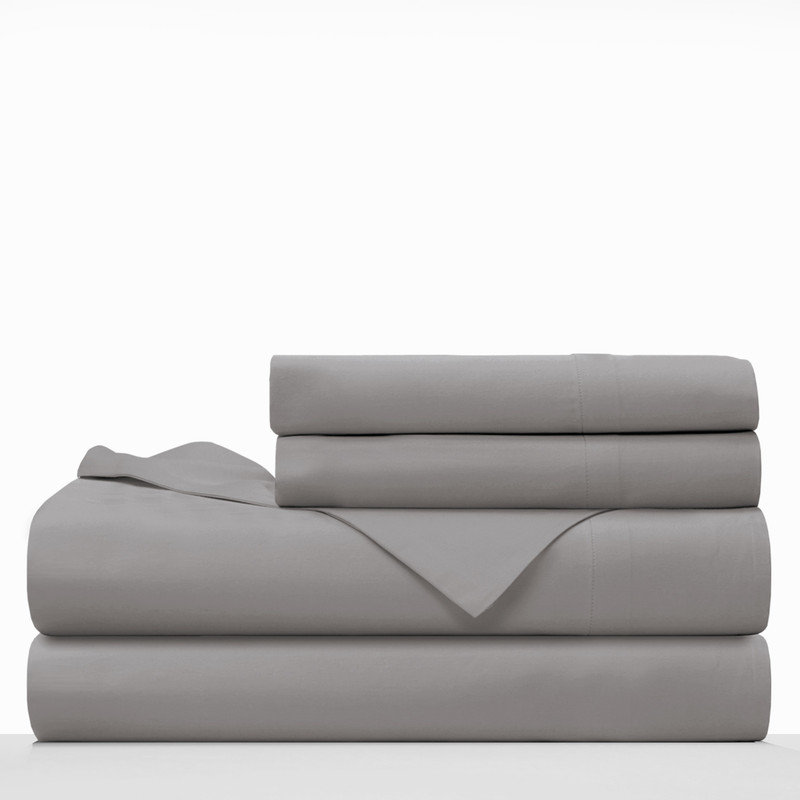 Farm to Home Dreamy Organic Cotton Sheet Set, Cool 300TC Sateen, Full / Double Sheet Set, Stone