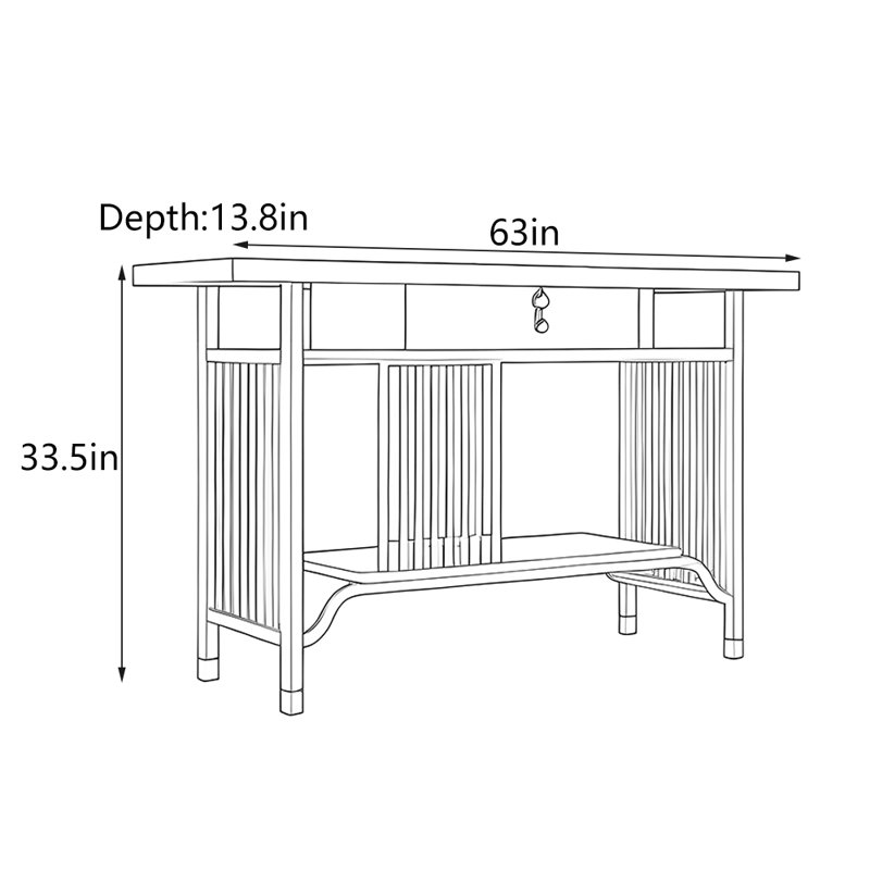 Nouvelle table d'entrée de style chinois, H 33,5 po x l 63 po x P 13,8 po