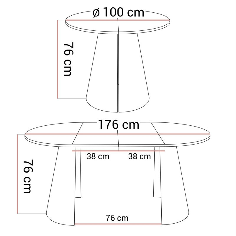 Extendable Dining Table, Cashmere / Black Pietra Grigia, 76cm H x 176cm W x 100cm D