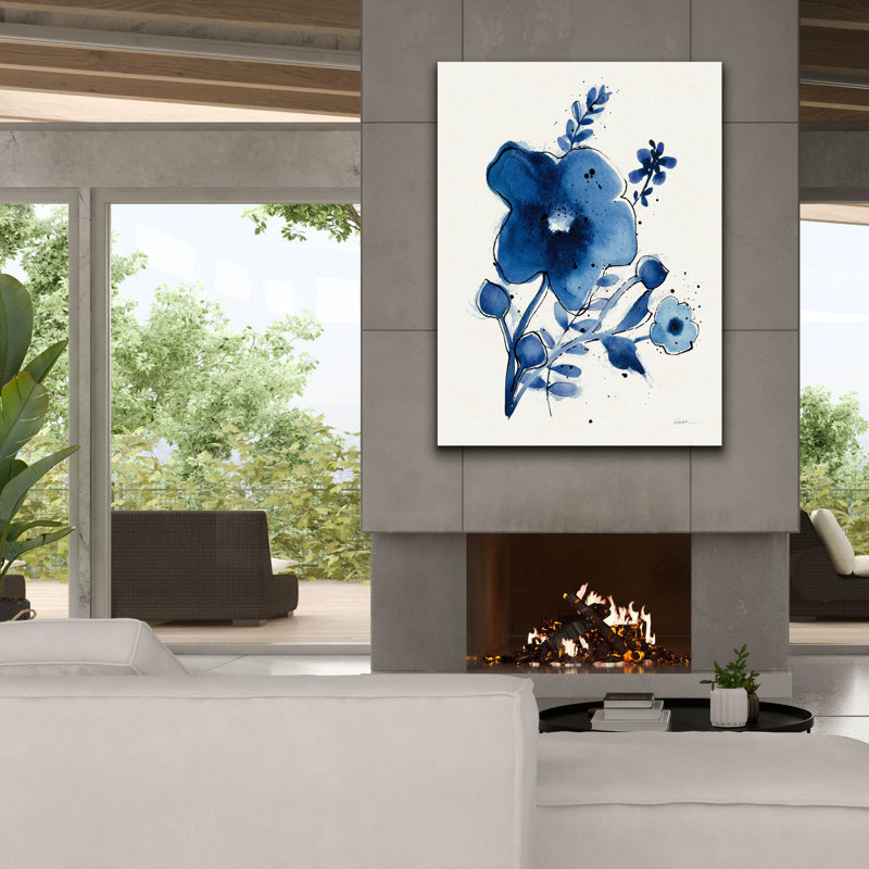 Art mural sur toile, "Indépendant Blooms Blue 1" par Shirley Novak, H 54 po x l 40 po x P 1,5 po