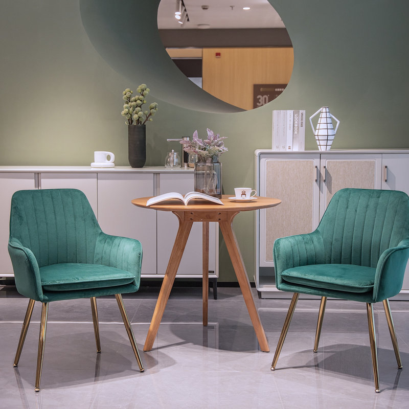 Ensemble de 2 chaises de salle à manger rembourrées, chaises d'appoint modernes à dossier moyen et chaises de cuisine, Vert