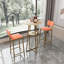 Ensemble de table et chaises de bar, ensemble de trois pièces, structure dorée, coussins et dossiers de siège en éponge, table de bar avec rangement