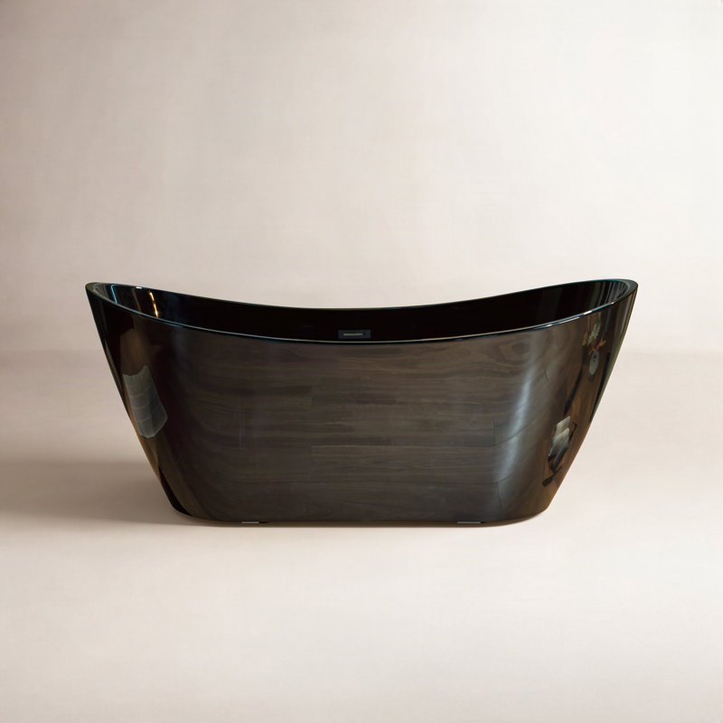 67'' x 32'' Freestanding Soaking Acrylic Bathtub, Matte Black, Glossy Black