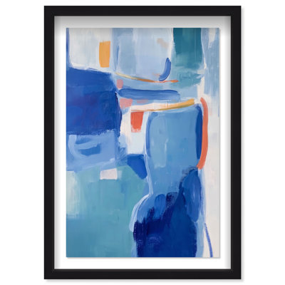Blue Resonance II Shadowbox Abstract Print by Oliver Gal, Black Frame, 10 x 15