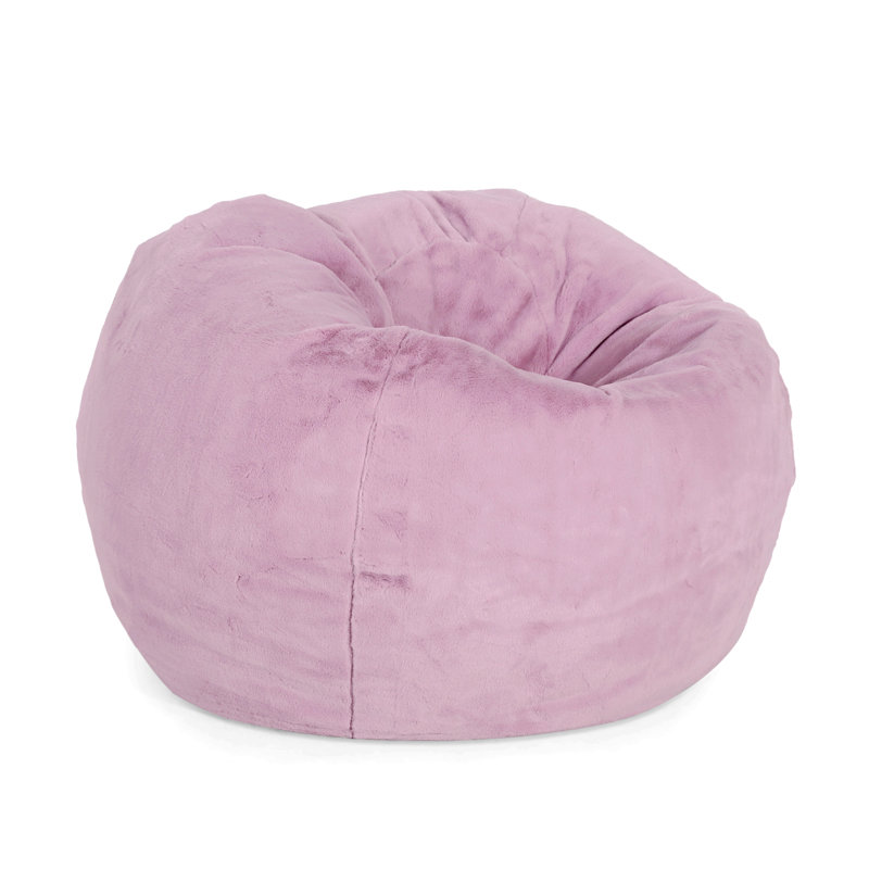 Pouf Clinger, 25" H x 34" W x 34" D, Fausse fourrure lavande
