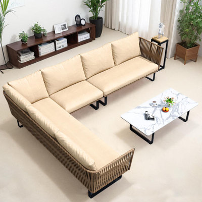 Ensemble de conversation d'extérieur pour 6 personnes avec coussins Ellesyn