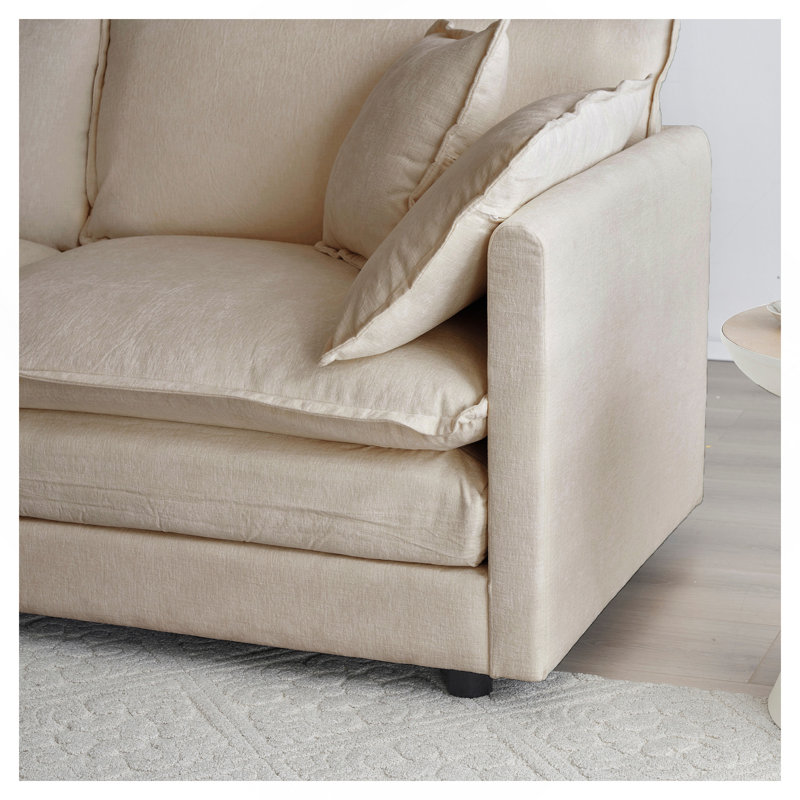 Canapé modulaire en U avec repose-pieds réversible, canapé d'angle convertible 5 places avec 2 repose-pieds, canapé doux minimaliste moderne et canapé de salon, chenille beige