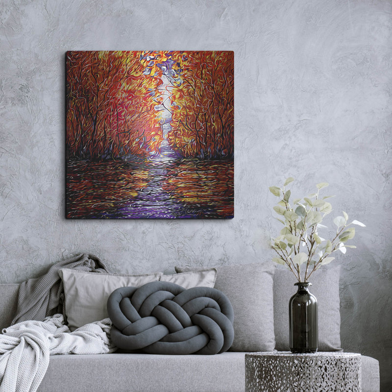 «Red Trees Reflection Abstract» par Lena Owens, H 36 po x l 36 po