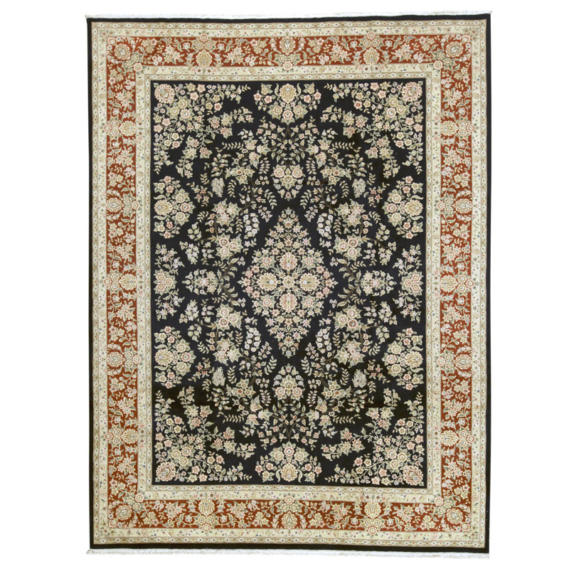 Tapis noir et vin noué à la main de haute qualité
