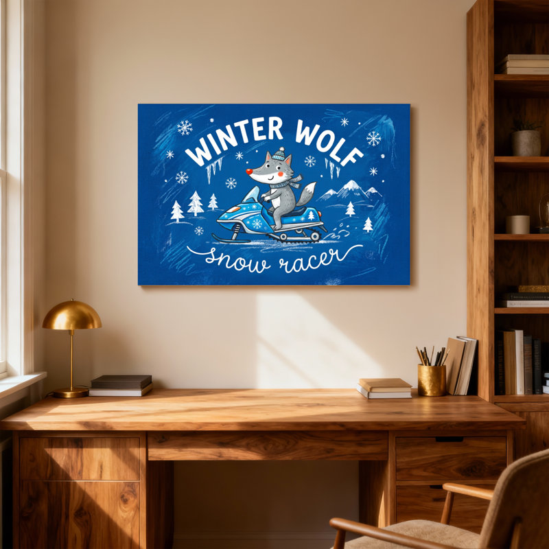 Imprimé de motif de coureur de neige, animaux, hiver, H 16 po x l 24 po