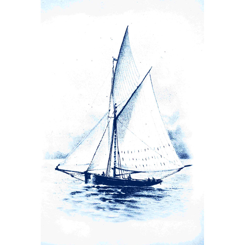 Bleu blanc bateau, H 18 po x l 12 po
