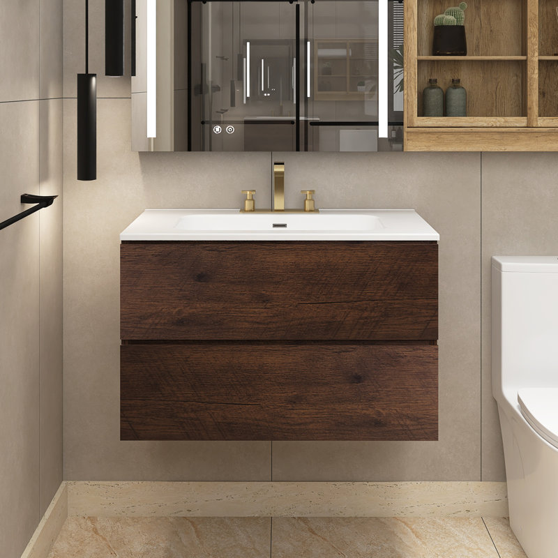 Dolman 29.9'' Single Bathroom Vanity with Ceramic Top, Natural