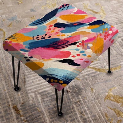 Pink And Blue Abstract Paint Stripes - Abstract Rectangle Ottoman