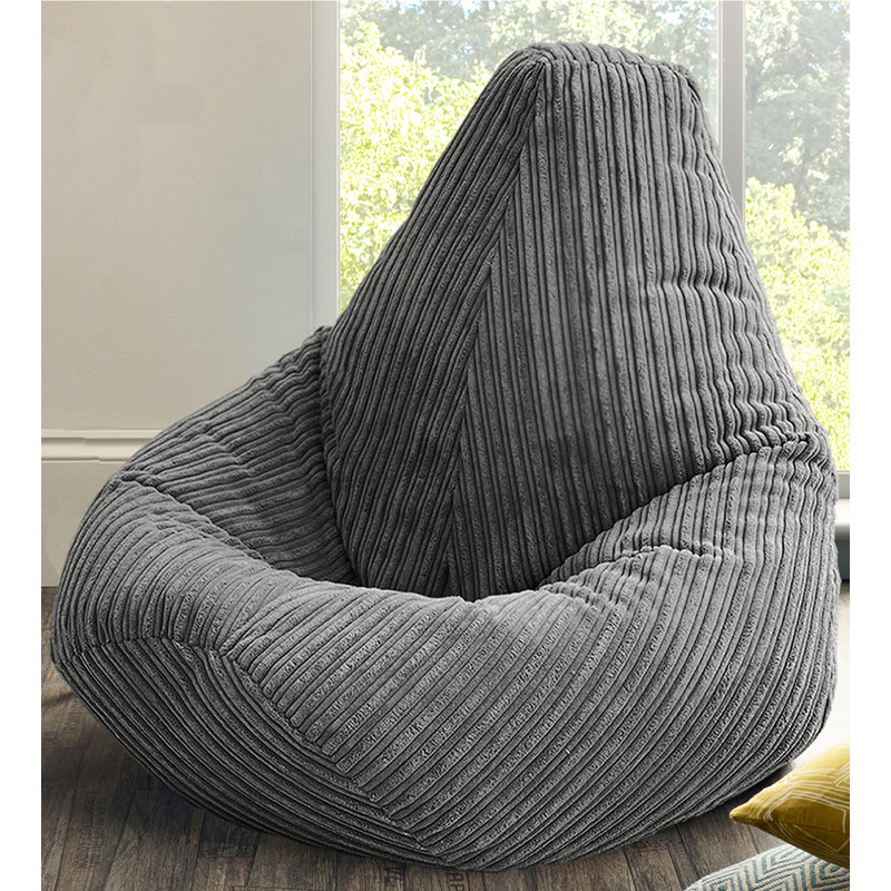 Childrens Highback Bean Bag Lounger, Grey