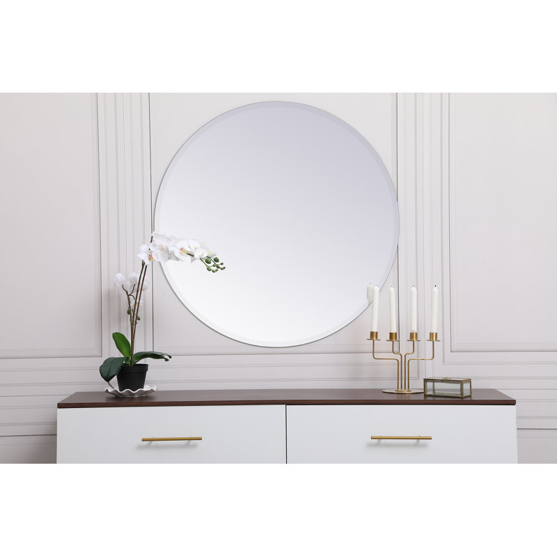 Miroir décoratif biseauté moderne et contemporain sans cadre Caimen, H 36 po x l 36 po