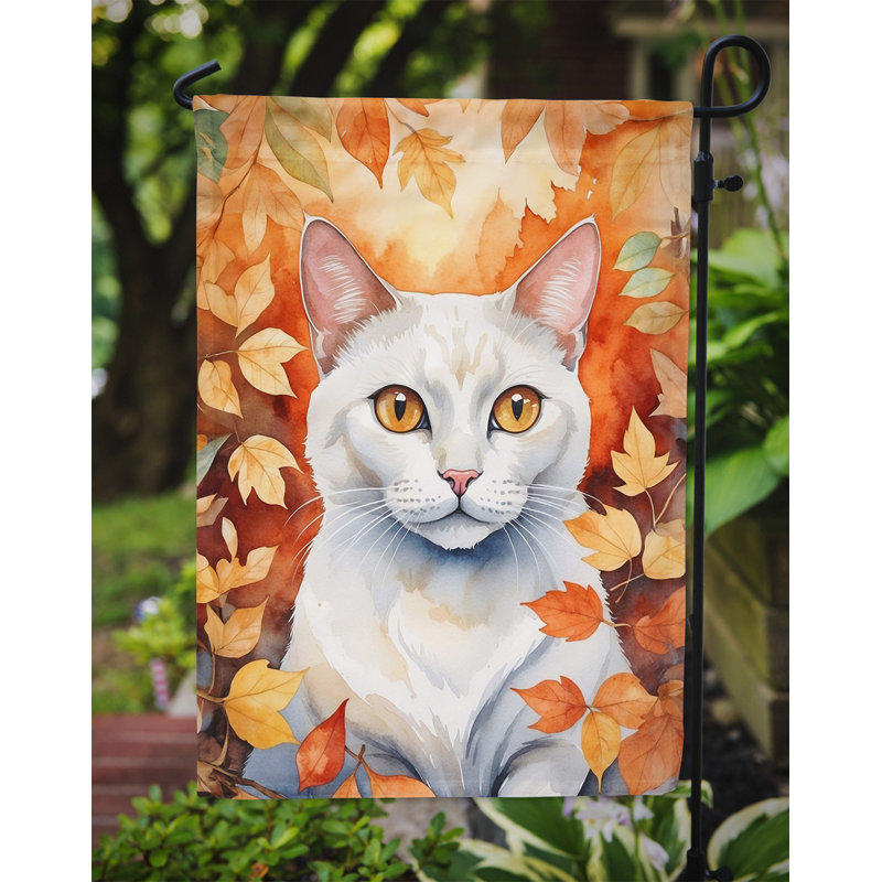 Chat en feuilles d'automne drapeau de jardin, Khao Manee