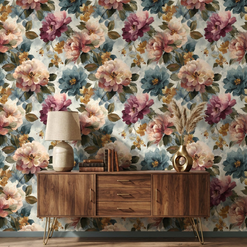 Papier peint floral rétro