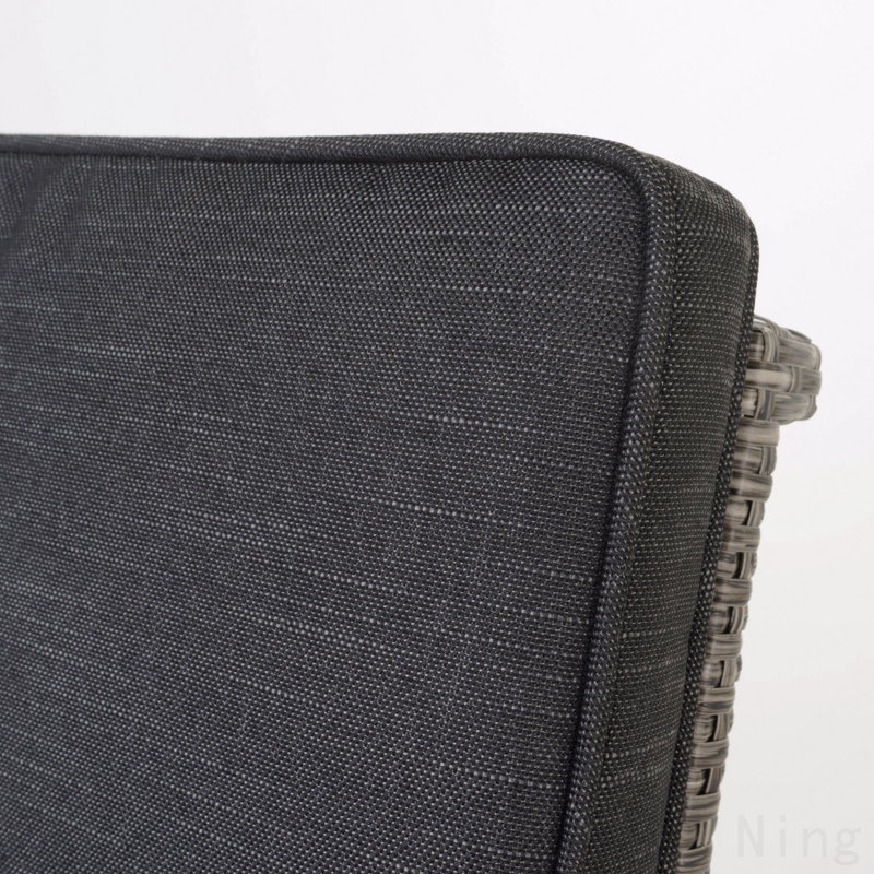 30" Outdoor Wicker Swivel Barstool With Water Resistant Cushion, Mixed Black And Dark Grey