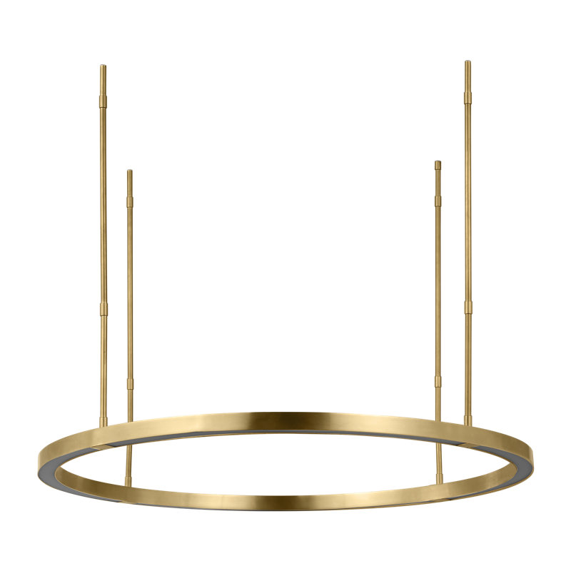 Mick De Giulio Stagger Large Ring Chandelier in Hand Rubbed Antique Brass with Acrylic shade, 68.8" H x 30" W x 30" D 