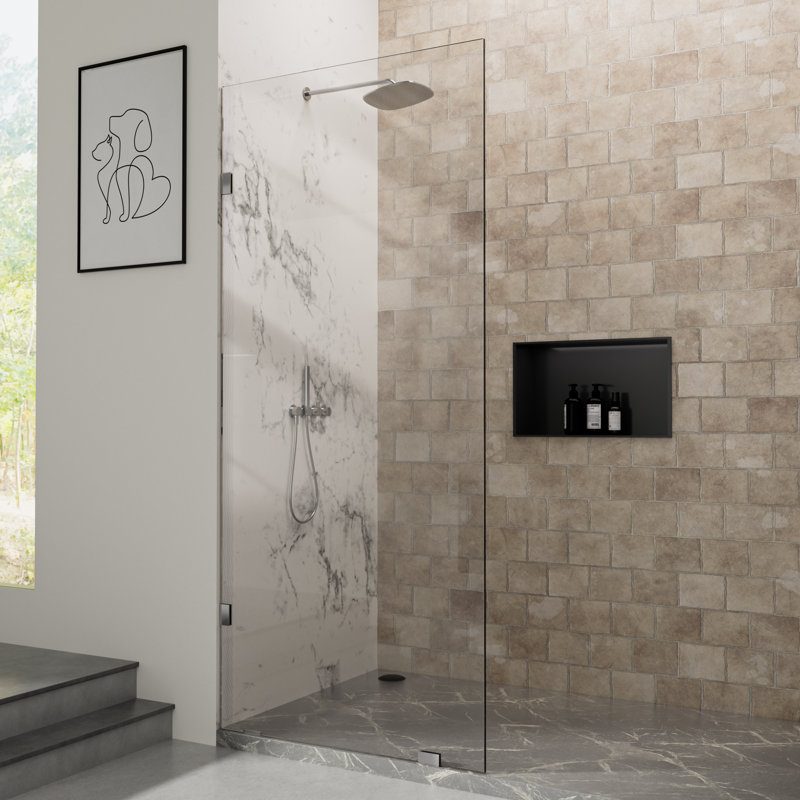 Panneau de douche fixe Mortix Easyclean - Écran de douche à fixation rapide, verre trempé de 10 mm (3/8 po) (l 30 po à H 78 po)