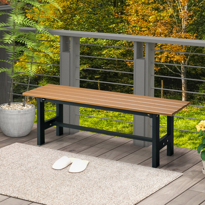 Jerelly Metal Outdoor Bench, Brown
