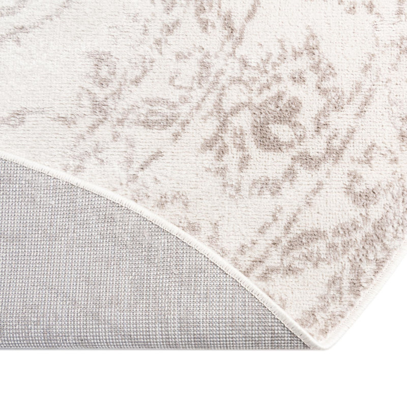 Tapis oriental ivoire / gris Ariella, Rond 5 pi 3 po