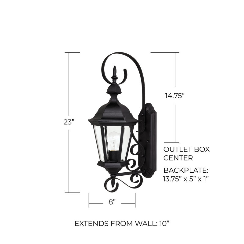 Lanterne murale d’extérieur 23" Carriage House, Noir