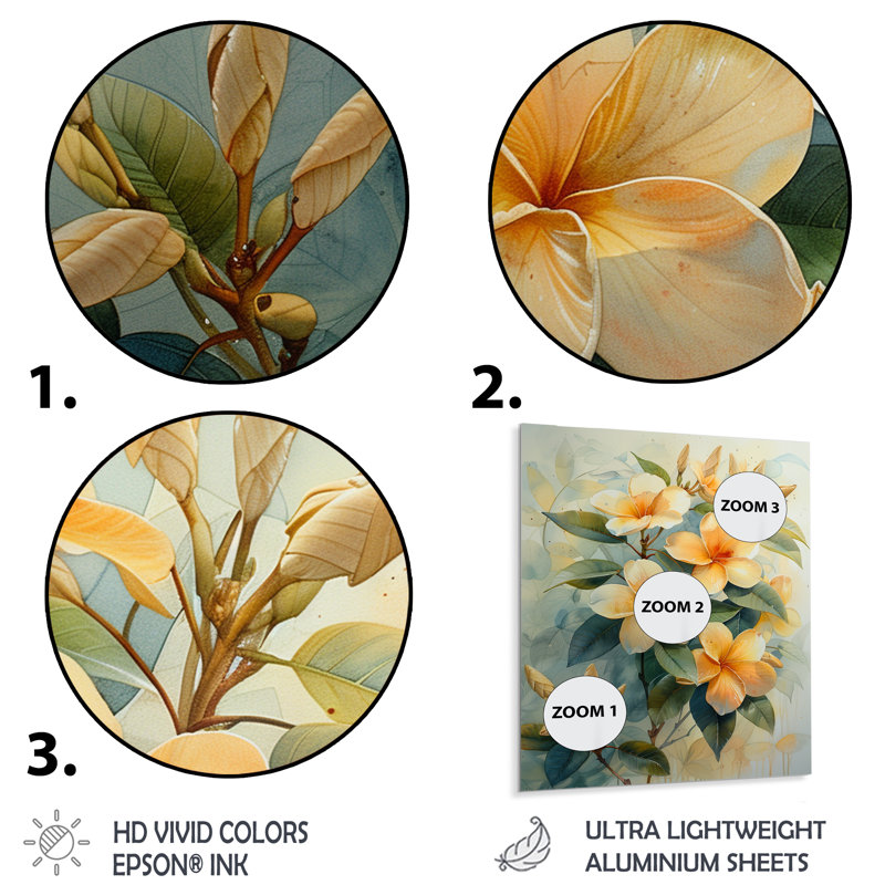 Plumeria I - art mural jaune Plumeria jaune et blanc, Métal métal, 32" H x 16" W