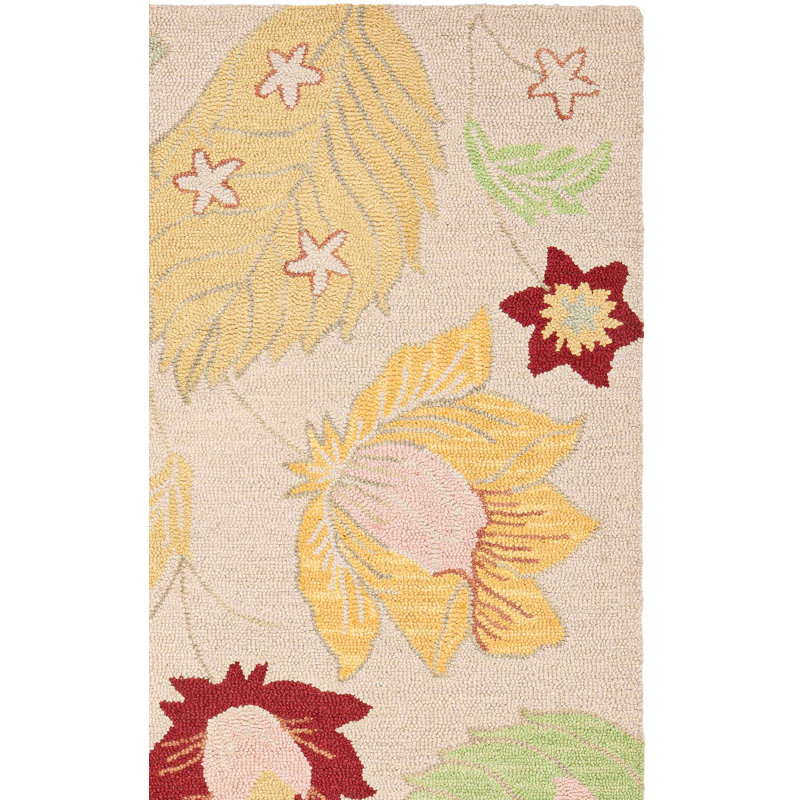 Tapis floral en laine crocheté à la main Emrick Blossom, Rectangle 8 pi x 10 pi