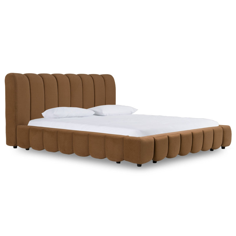 Claverton - Lit en tissu moderne, Grand, Brun