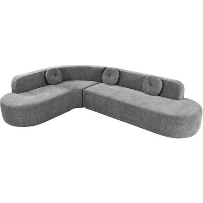 Extra Large Chenille Upholstered Sectional With High Foam And Stylish Look - Grey Upholstery Comfortable