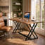 Solid Wood Steel Computer Desk