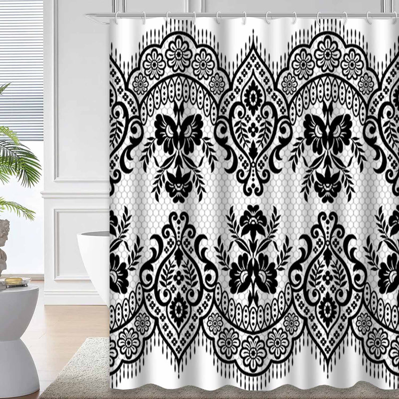 Rideau de douche imperméable à motif floral avec 12 crochets, L 72 po x l 78 po