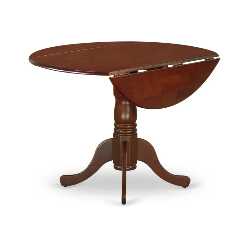 L'ensemble 5 pièces de table et chaises de cuisine comprend une table de salle à manger ronde avec Dropleaf et 4 chaises de salle à manger, acajou