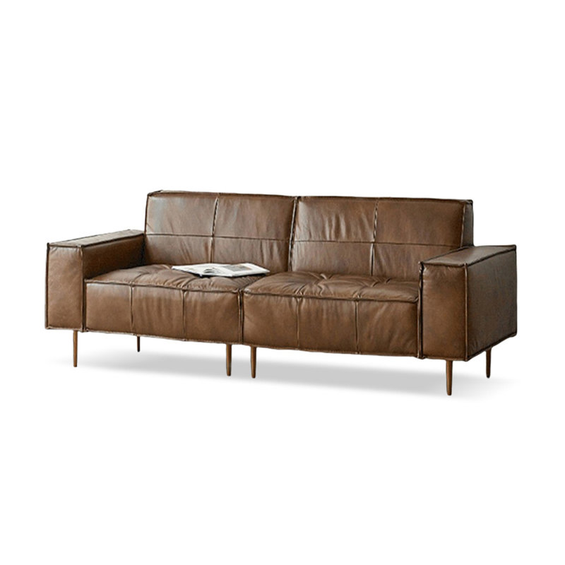Canapé modulaire brun en similicuir