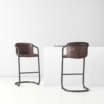 Higbee Genuine Leather Bar and Counter Stool